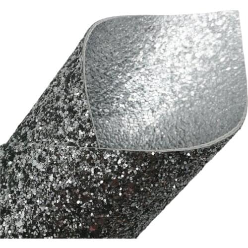 Double Sided Leather Silver Glitter Leather Matching with Silver Stone Grain Vinyl Sheets for Bows Earrings DIY A4 SIZE T568A