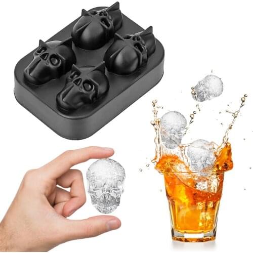 3D Skeleton Head Ice Mold Tray Silicone Ice Box Whiskey Maker Ice Making Mold Ice Ball Maker Juice Kitchen Tool Accessories