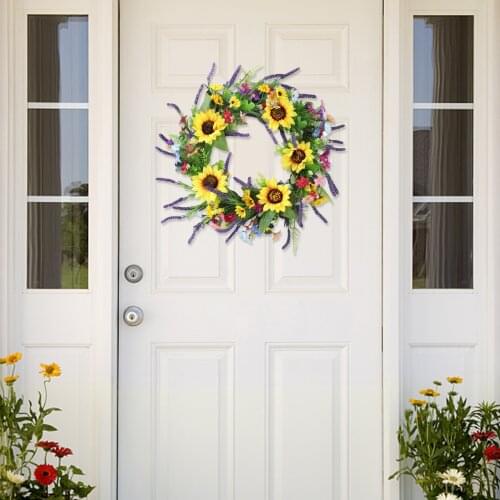 40cm Artificial Flower Wreaths Sunflower Lavender Chrysanthemum Silk Garland Wreath Wedding Party Holiday Decor astonishing