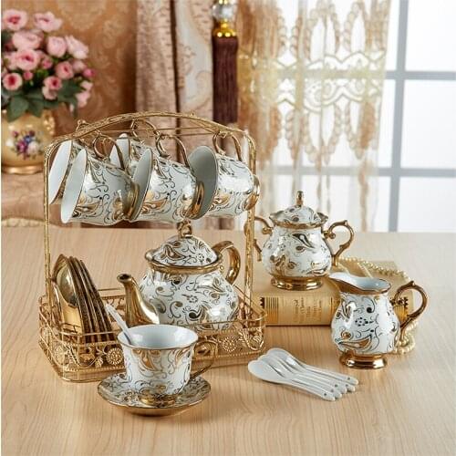 British Top-grade Tea Cup And Saucer Set European Ivory Ceramic Coffee Cups Set Ceramic Advanced Porcelain Cup For Gifts