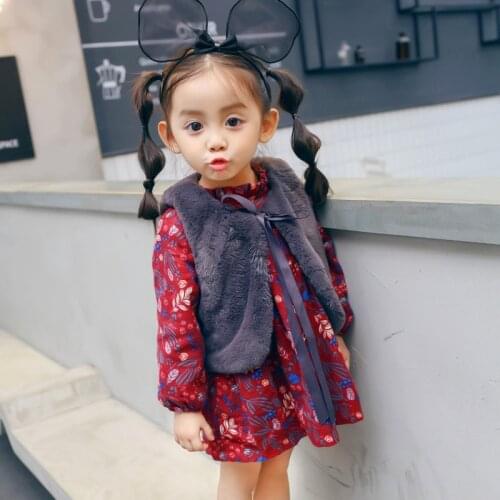 4 Colors Fall Winter Newborn Baby Girls Clothes 2pcs Set 6 12 16 18 48 Months Vest + Long Sleeve Children Dress Infant Outfit