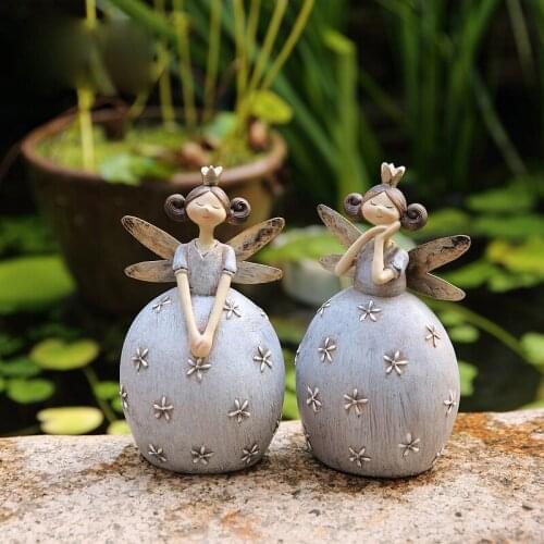 Forest Angel Girl Resin Ornaments Outdoor Garden American Country Retro Miniature Figurines Lovely Fairy Gift Home Decoration