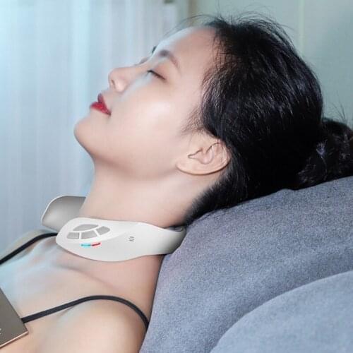 Neck Massager with Heat Intelligent Wireless Electric Pulse Massager Portable 3D Travel Cordless for Home Office Use