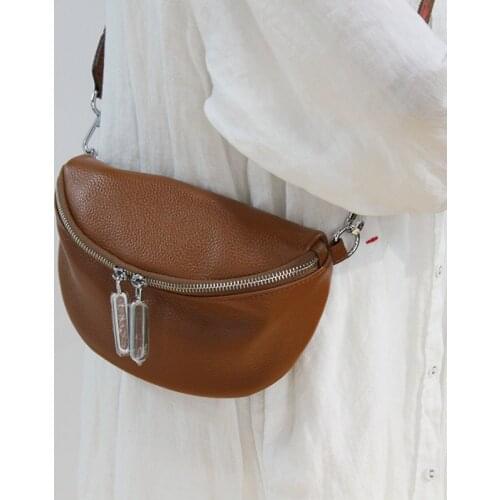 Fashion Saddle Crossbody Bags Women Shoulder Bag Genuine Leather Handbags Wide Shoulder Strap Messenger Designer Bag Purses