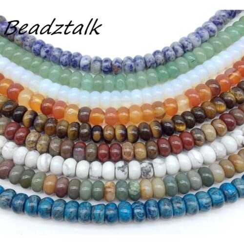 Fashion Colorful Stone Beads Rondelle Wheel 8 mm Round Abacus DIY Jewelry Making Earrings Howlite Crystal Opal Onyx etc