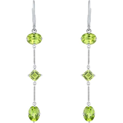 GZ ZONGFA Fashion Handmade Jewelry Earrings Girl Natural Peridot Gem 925 Sterling Silver Fine Jewelry Earrings