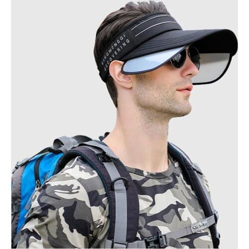 Man Sun Hat Summer Visor Outdoor Sports Foldable Visor Empty Cap Fitness Sunscreen Cap Without Top Sweat Absorption Sun Hat