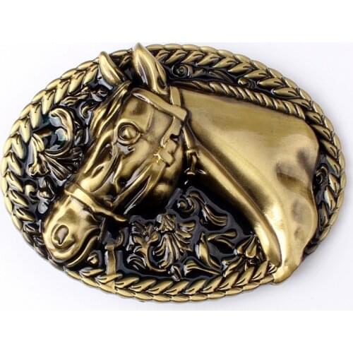 Mens Belt Buckle Accessories Metal Smooth Buckle Horse Head Animal Series DIY