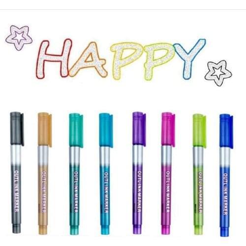 Outline Marker Metallic 8-color Pen Set for Christmas Gift