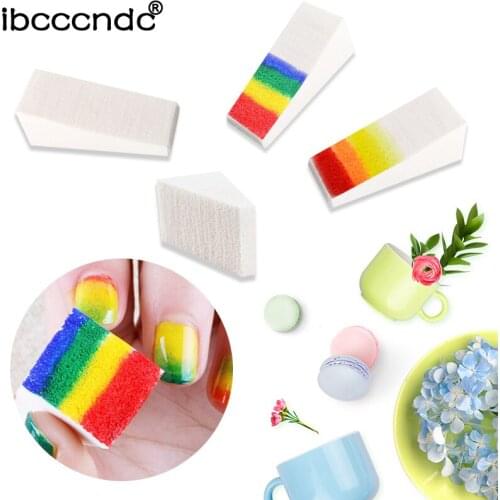 4pcs Nail Art Gradient Color Stamping Sponge Set Gel Polish Varnish 3D Image DIY Transfer Soft Triangle Coloring Stamp Foam Kit