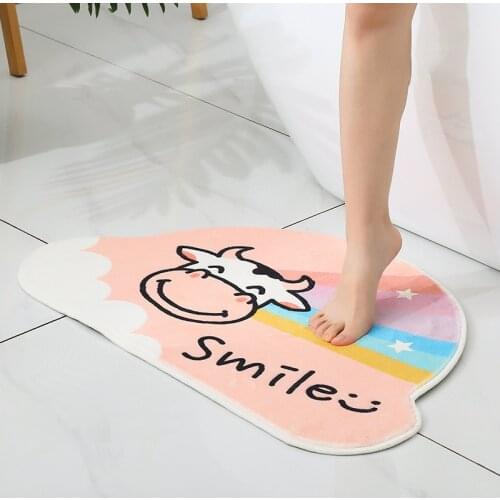 Anti-slip Bathroom Mat Absorbent Bath Rugs Semicircular Cloud Soft Cartoon Carpet Plush Toilet Area Rug Home Decoration