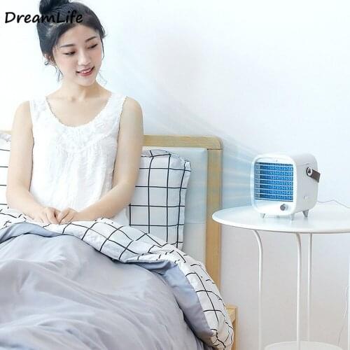 2020 New Mini Cooler USB Rechargeable Portable Small Cooling Fan with Night Light Cooler Fast Cooling Cool Blue Atmosphere Light