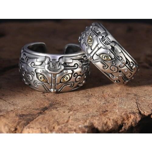 New Couple Adjustable Ring 100% Real 925 Sterling Silver color Men Vintage Lucky brave troops LOVE Opening Ring Fashion Jewelry