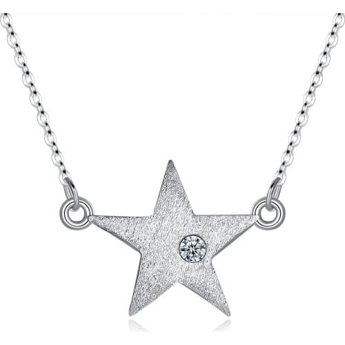 SILVERHOO 925 Sterling Silver Star Necklaces Pendant Shiny Cubic Zirconia Necklace For Women Fine Engagement Jewelry Hot Selling