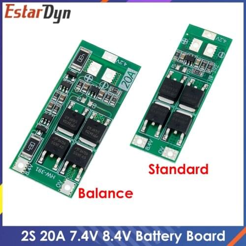2S 20A 7.4V 8.4V 18650 Lithium Battery Protection Board/BMS Board Standard Balance Version