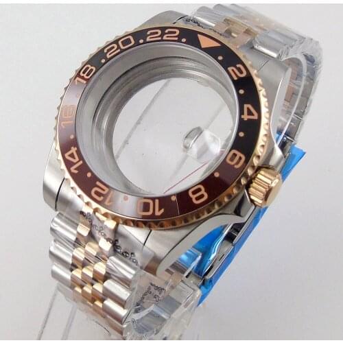 Fit NH35 NH35A NH36A Movement 40mm Rose Gold Coated Case Watch Case Jubilee Band