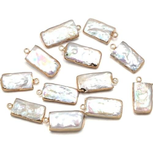 Natural Freshwater Pearl Pendants Square shape Charms Pendants For jewelry making DIY Necklaces Bracelet earrings Accessories