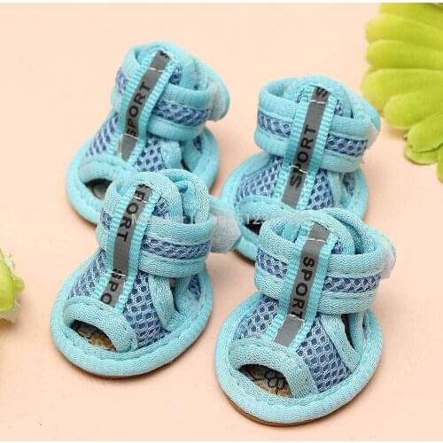 Casual Anti-Slip Small Dog Shoes For Cute Pet Shoes Summer Breathable Soft Mesh Sandals Beef Tendon Bottom Breathable Wear Shoes