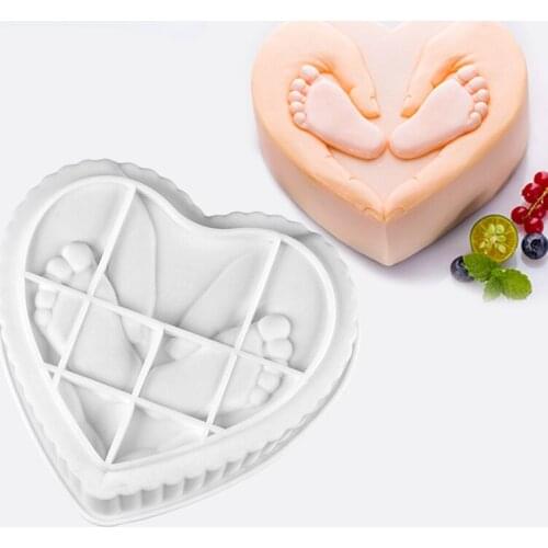 Silicone Mold Heart Shape Baby Feet Cake Design Pan Mousse Mold Baking Decorating Tools Accessories