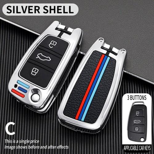 Replacement Zinc Alloy Car Key Cover Case Skin Protective Shell Holder for Audi C6 A7 A8 R8 A1 A3 A4 A5 Q7 A6 C5 3 Buttons Key