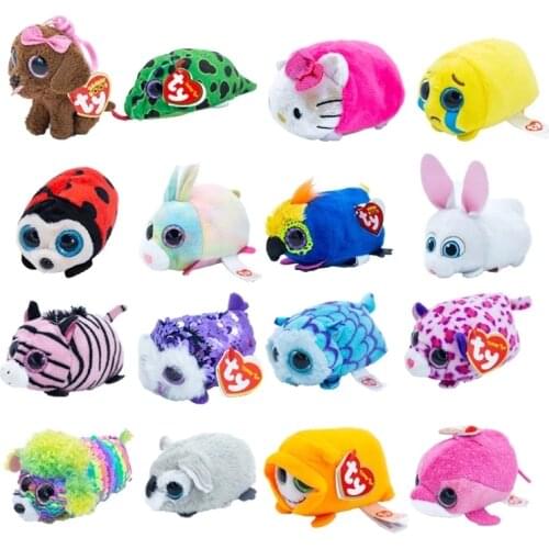 Ty Beanie Big Eyes Sequins Puppy Bunny Owl Whale Series Plush Dolls Collectible Stuffed Toy Boys Girls Child Birthday Gift 10CM