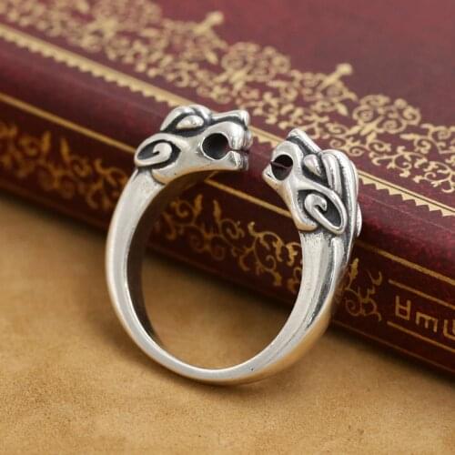 Vintage 925 Silver Pixiu Ring Real Sterling Silver Fengshui Good Luck Ring Pure Silver Fengshui Wealth Pixiu Ring Adjustable