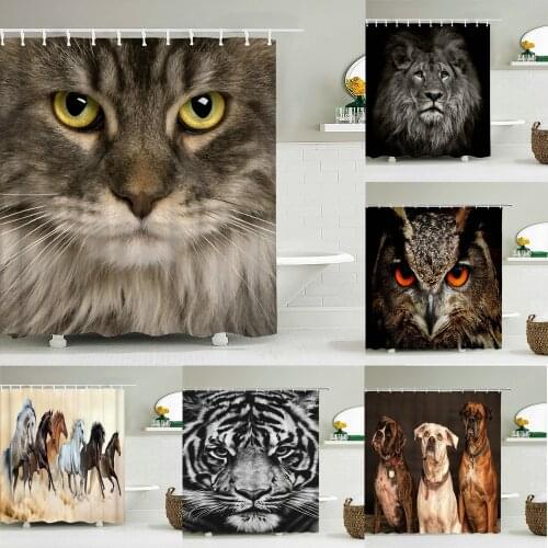 Animals Shower Curtain 3d Bath Curtains Elephant Cat Owl Tiger leopard Zebra Printing Waterproof Polyester for Bathroom Decor