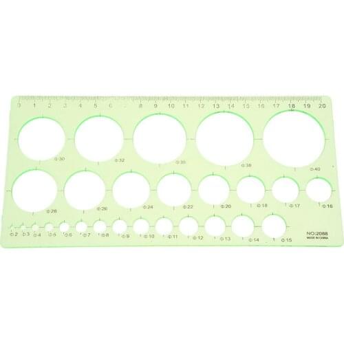 Green Plastic Students Rectangle Shape Drawing Circle Template Ruler