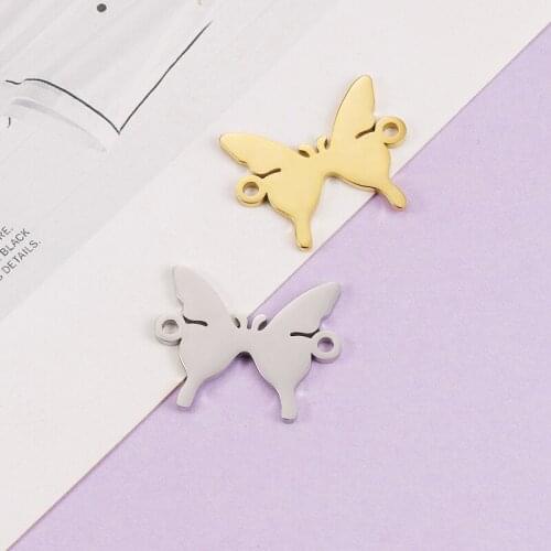 Fnixtar Stainless Steel Mirror Polished Butterfly Charms Connectors Handmade DIY Jewelry Making 20.5*25mm 20piece/lot