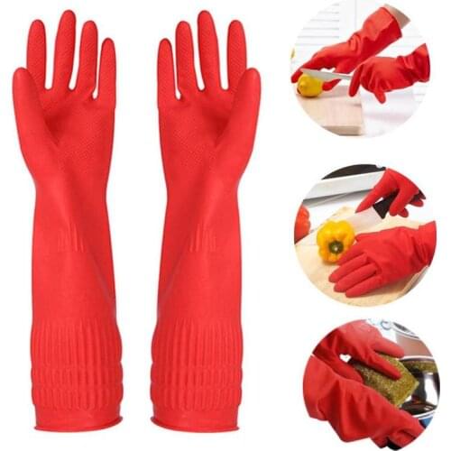 38cm Kitchen Dish Washing Waterproof Non-slip Long Gloves Home Gloves Sleeve Food Household Cleaning Cleaning Latex Garden F8N5