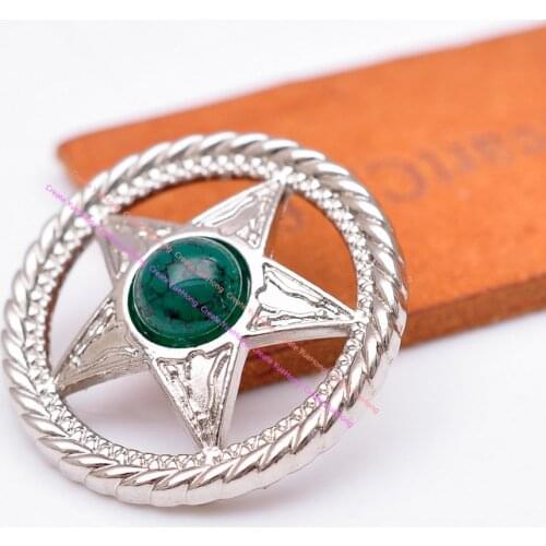 10PC 30MM Bling Silver Western CowboyTexas Rodeo Star Leathercraft Handbag Belt Stone Bead Saddle Concho Accessories