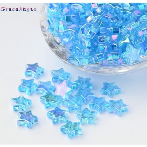 100PCS Star Shape Bead Transparent AB Charms Acrylic Beads Loose Spacer Beads for Jewelry Makeing DIY Handmade Bracelet DIY