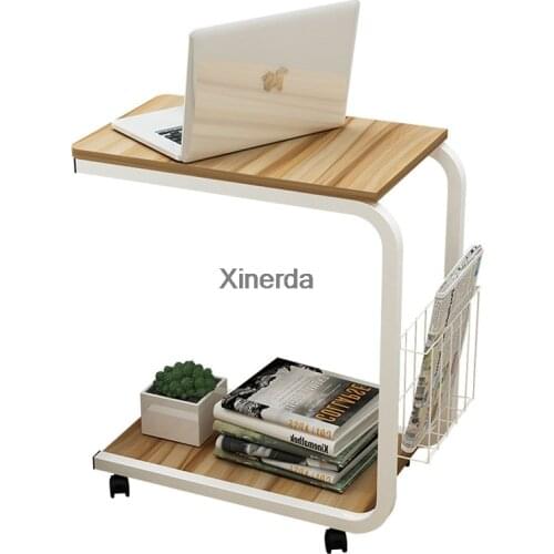 2 Layer Modern Simple Tea Table With Roller Easy To Move Living Room Sofa Side Bedside Leisure Table Fashion Home Furniture