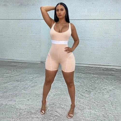 2021 Summer Clothes New Sexy Bodycon Playsuit Body 1 Piece Club Outfits Sports Fitness Rompers Womens Jumpsuit Shorts