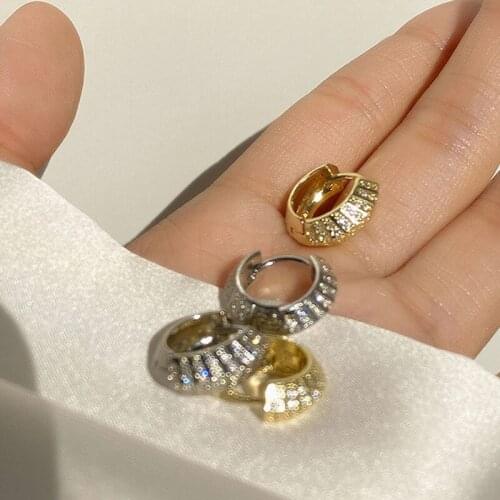 2021 New Korean Simple Micro Pave Zircon Small Hoop Earrings For Women Fashion Bijoux Delicate Geometric Oorbellen Brincos