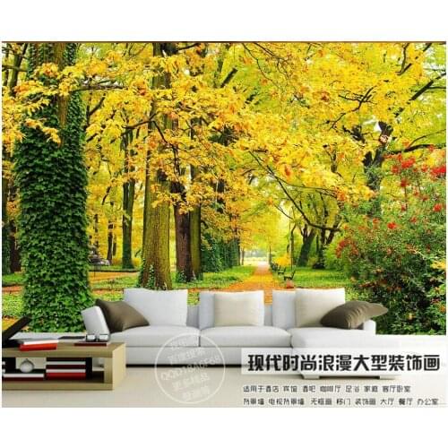 Custom photo 3d wallpaper Golden Avenue modern minimalist natural scenery room home decor 3d wall murals wallpaper for walls 3 d