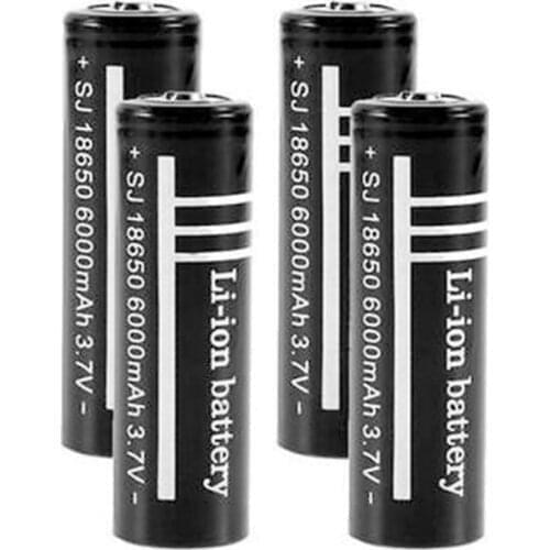 4Pcs/lot High Quality Lithium Li ion Rechargeable Battery 18650 Batteries 3.7V 6000mAh for Flashlight Torch Free shipping