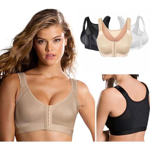 5XL Plus Size Sports Bras 2020 New Women’s Front Fastening Bra Yoga Shirts Non Wired Comfort Soft Cup Gym Sports Yoga Tops