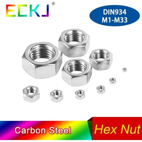 White Zinc Plated Carbon Steel Hex Hexagon Nut All Kinds of Size M1 M2 M3 M4 M5 M6 M8 M10 M12 M16 M20 M24 M27 M30 M33