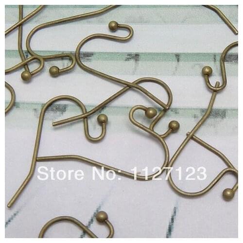 Free ship! Hot Sale 2000pcs Antique copper French ball end Earring hooks earwires wires findings for Jewelry DIY