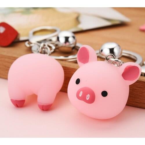 Cute Pink Pig Piggy Keychain Resin Cartoon Animal Butt Key Chains Couples Women Keychains Girl Kid Bag Pendant Key Rings Gift