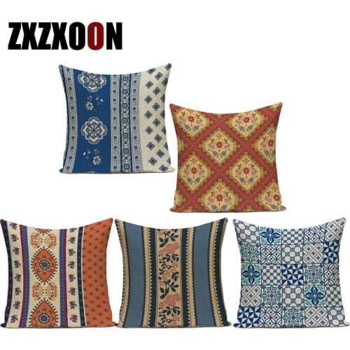 Polyester Floral Mandala Geomoetric Decorative Pillows Case Sofa Cushion Cover for Living Room Decoration Capa De Almofadas