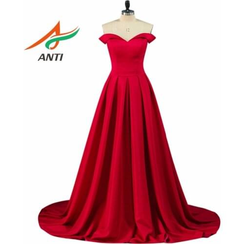 ANTI Elegantly Burgundy Formal Evening Gowns 2019 V-Neck A-Line Evening Dress Long Robe De Soiree For Wedding Party Dresses
