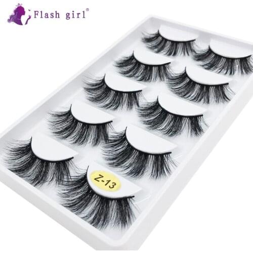 Flash Girl Natural Long Flase Eyelashes 5 Pairs Mink Lashes Best Selling Eye Makeup Tools Handmade Full Strip Eyelashes
