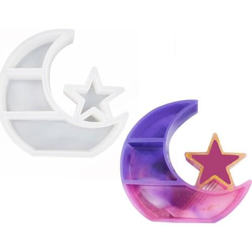 Moon Star Shaped Jewelry Case Mold Storage Tray Mould Jewelry Storage Box Mould Epoxy Resins Silicone Mold Resin Decorations