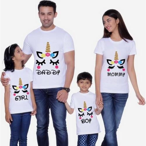 Mouse Ear Family Matching Clothes Mommy and Me Clothes Unicorn Short sleeve T-shirt Matching Outfits Boys Clothes MickeyT-shirt