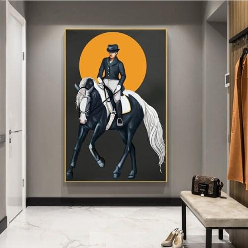 Nordic Knight Horse Riding Canvas Painting Modern Posters and Prints Art Wall Rider Picture for Living Room Bedroom Aisle Decor