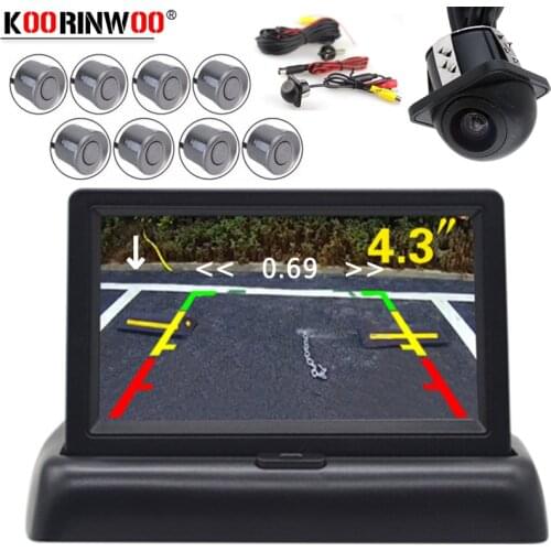 Koorinwoo Universal Parktronic With Foldable Monitor TFT Car Parking Sensors 8 Buzzer Car Rear view camera Jalousie Car Detector