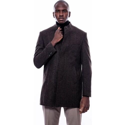 Mandarin Collar Brown Short Coat