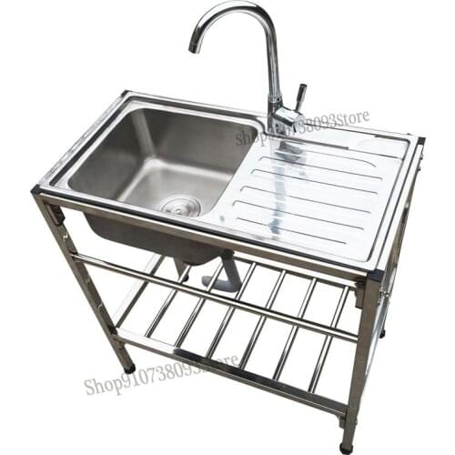 Bracket Basin Stainless Steel Sink Double Trough With Bracket Water Bucket Basin Rack Washing Vegetables Washing Face Washing Di